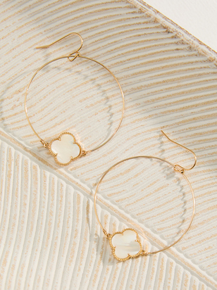 Clover Dangle Hoop Earrings - ARULA - 