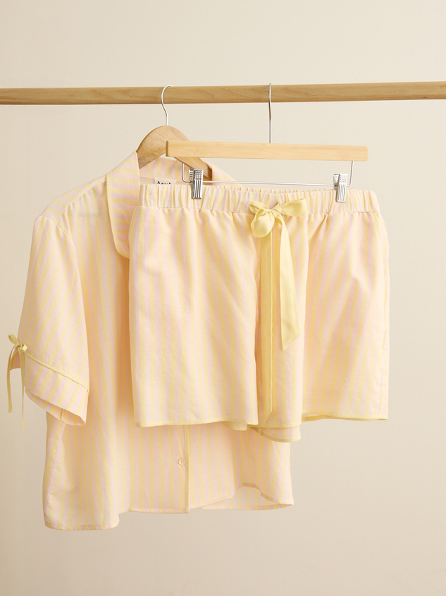 Melody Striped Lounge Shorts Detail 2 - ARULA