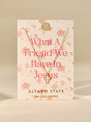 18K Gold Friend In Jesus Cross Necklace - ARULA - 