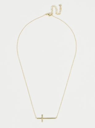 18K Gold Plated Sideways Cross Necklace - ARULA