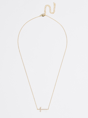 18k Gold Rhinestone Cross Necklace - ARULA