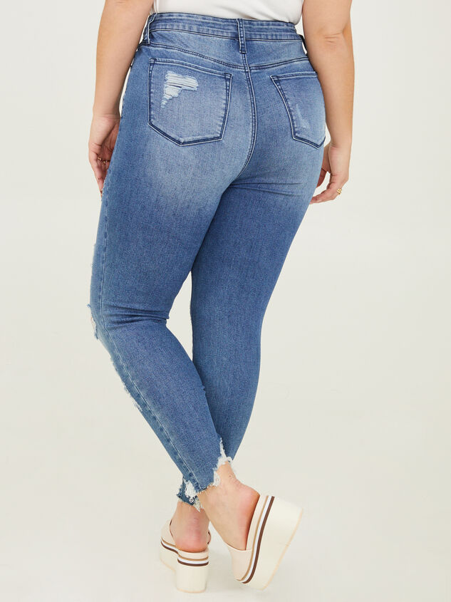 Incrediflex 26" Destructed Skinny Jeans Detail 4 - ARULA