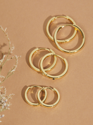 18K Gold Dipped Huggie Hoop Set - ARULA