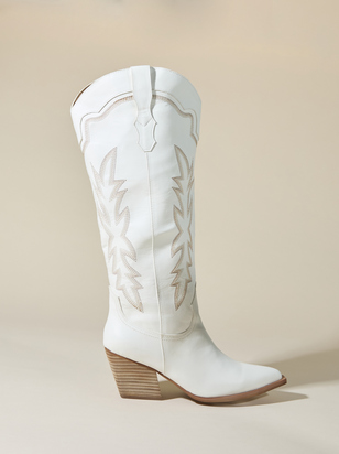 Indigo Contrast Stitch Western Boot - ARULA
