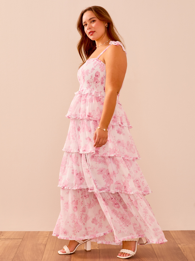Lola Floral Tiered Dress Detail 4 - ARULA