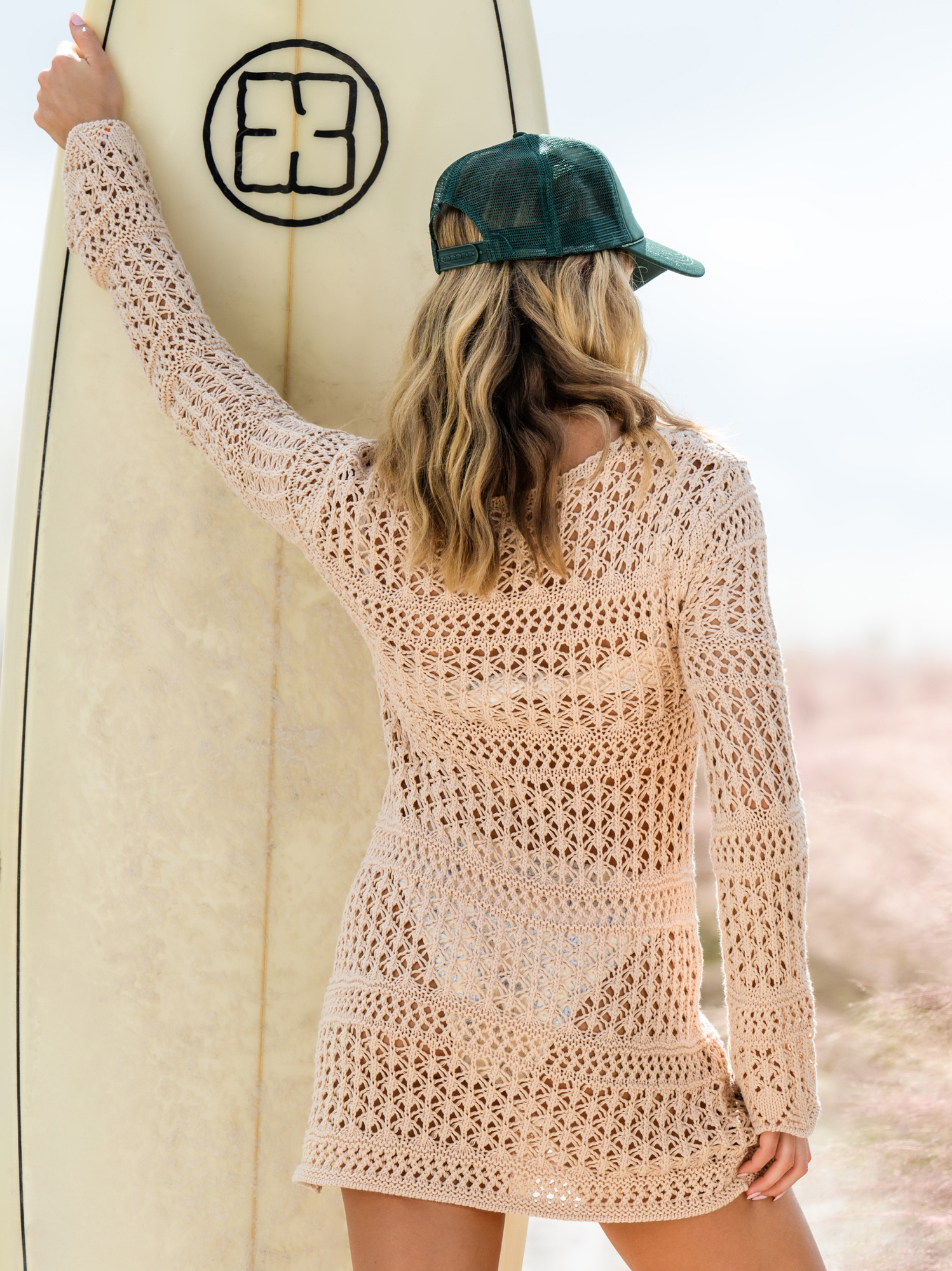 Cream crochet beach clearance cover up