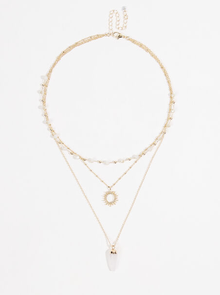 Boho Sun Stone Layered Necklace - ARULA