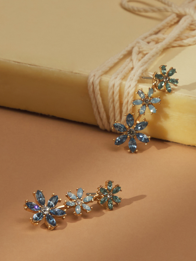 Crystal Flower Dangle Earrings Detail 3 - ARULA