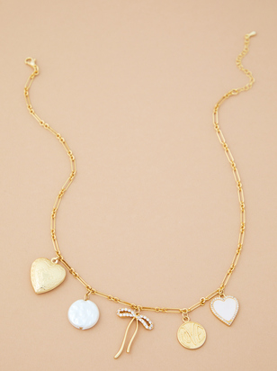 18K Gold Bow and Locket Charm Necklace - ARULA - 