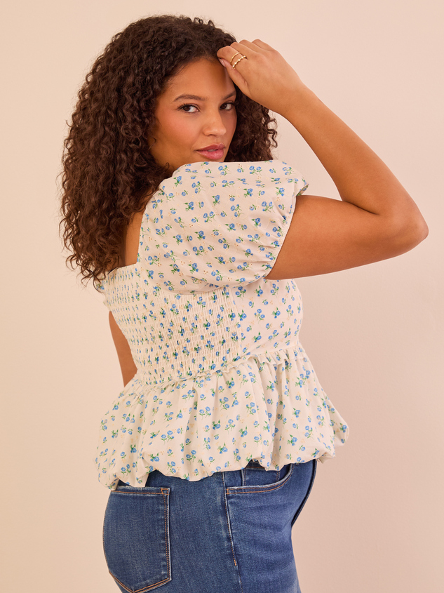 Celia Floral Bubble Top Detail 4 - ARULA