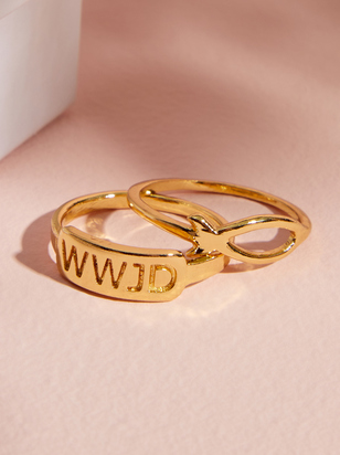 18K Gold WWJD Ring Set - ARULA