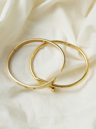Stainless Steel Wrapped Nail Bangle Set - ARULA
