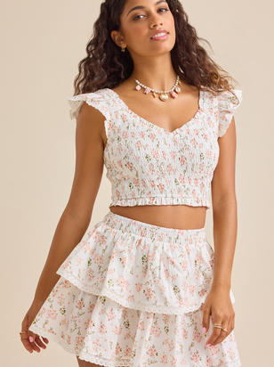 Ansley Smocked Floral Skirt - ARULA - 