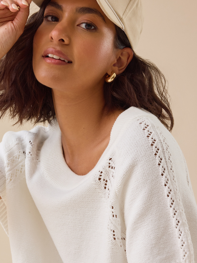 Maci Crochet Boxy Pullover Detail 3 - ARULA
