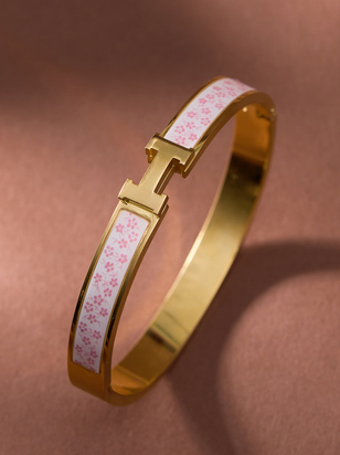 Floral H Bangle Bracelet - ARULA - 