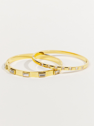 Stainless Steel Jeweled Bangle Bracelet Pack - ARULA