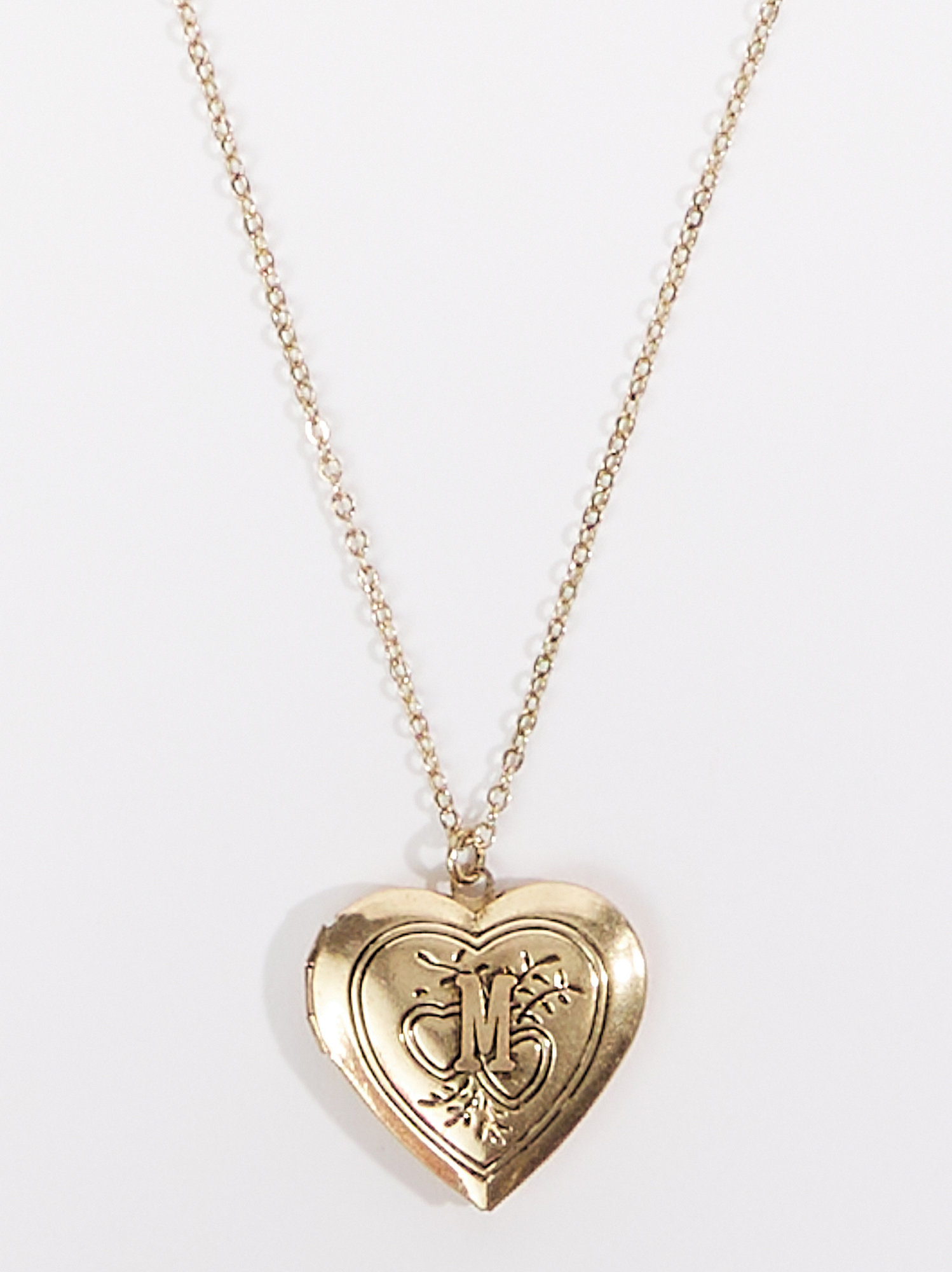 Monogram Heart Locket Necklace - M
