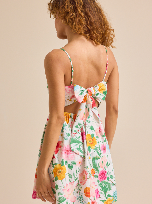 Rosette Floral Mini Dress Detail 5 - ARULA