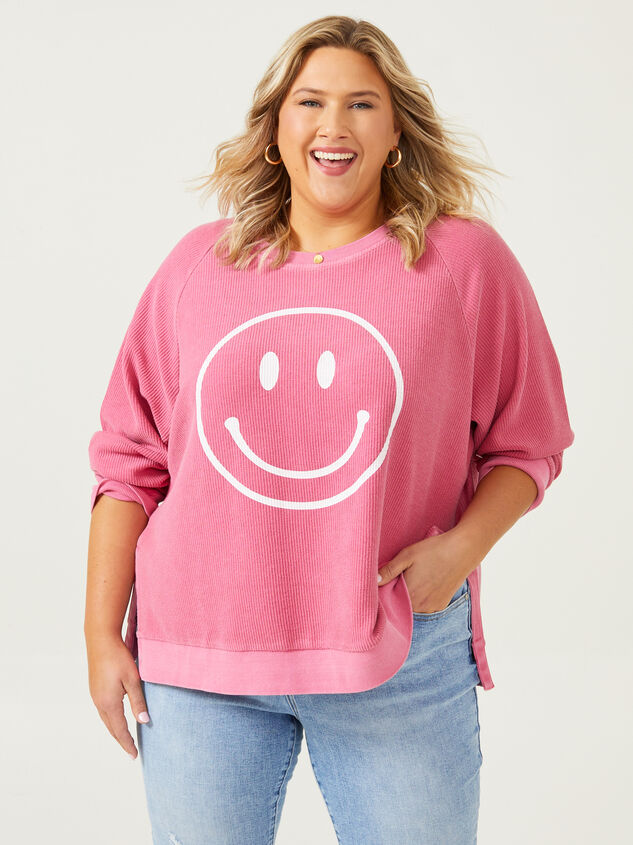 Smiley Ribbed Sweatshirt - ARULA