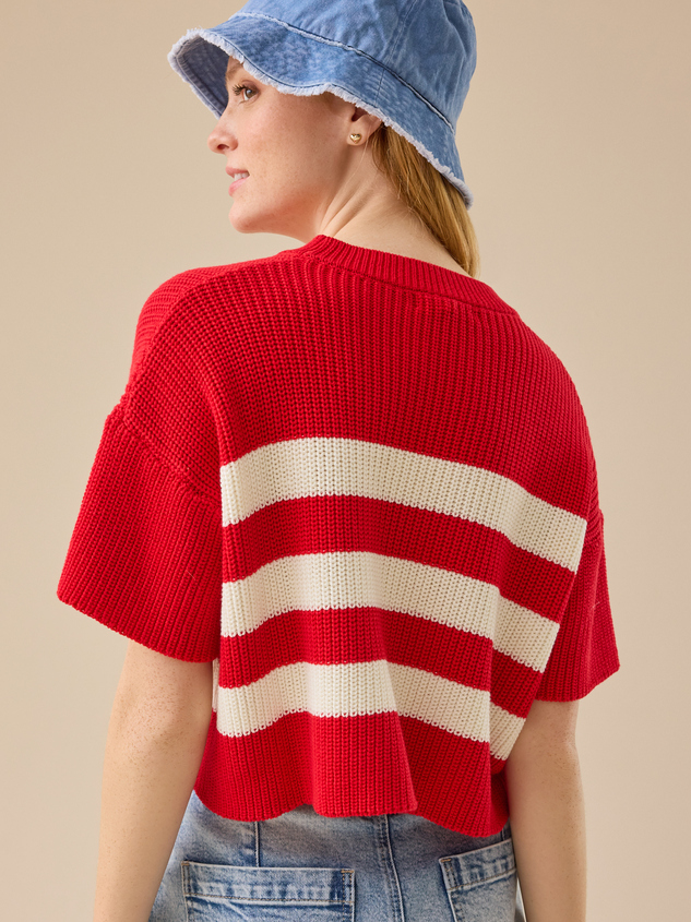 Ricki Striped Boxy Sweater Detail 5 - ARULA