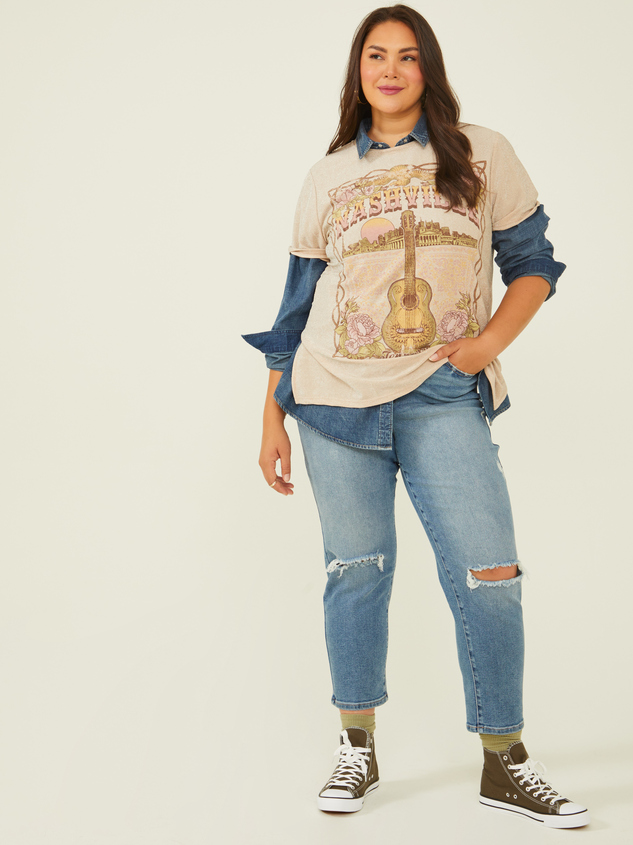 Nashville Floral Glitter Tee Detail 2 - ARULA