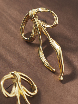 Ribbons of Gold Bow Earrings - ARULA
