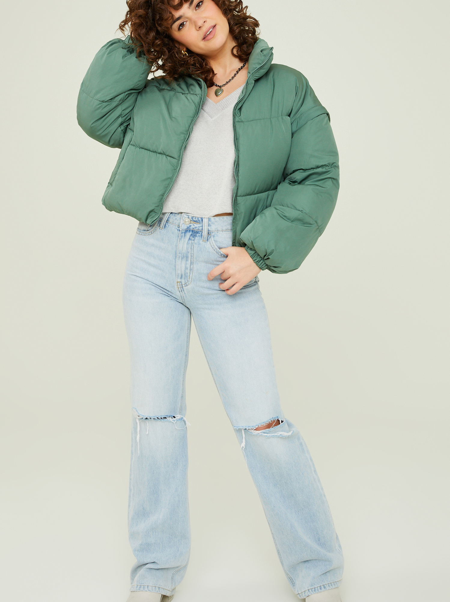 Puffer jacket sale with removable sleeves