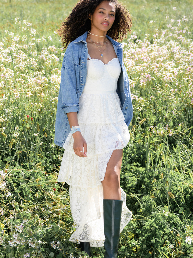 Umber Embroidered Lace Dress - ARULA