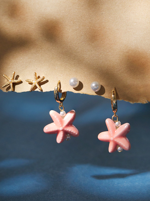 Pink Starfish Mini Hoop Set - ARULA