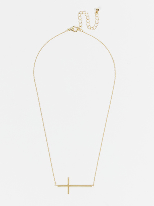 18k Gold Sideways Cross Necklace - ARULA