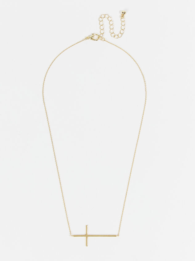 18k Gold Sideways Cross Necklace Detail 2 - ARULA