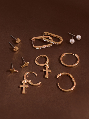 Cross Mini Hoop Earring Set - ARULA - 