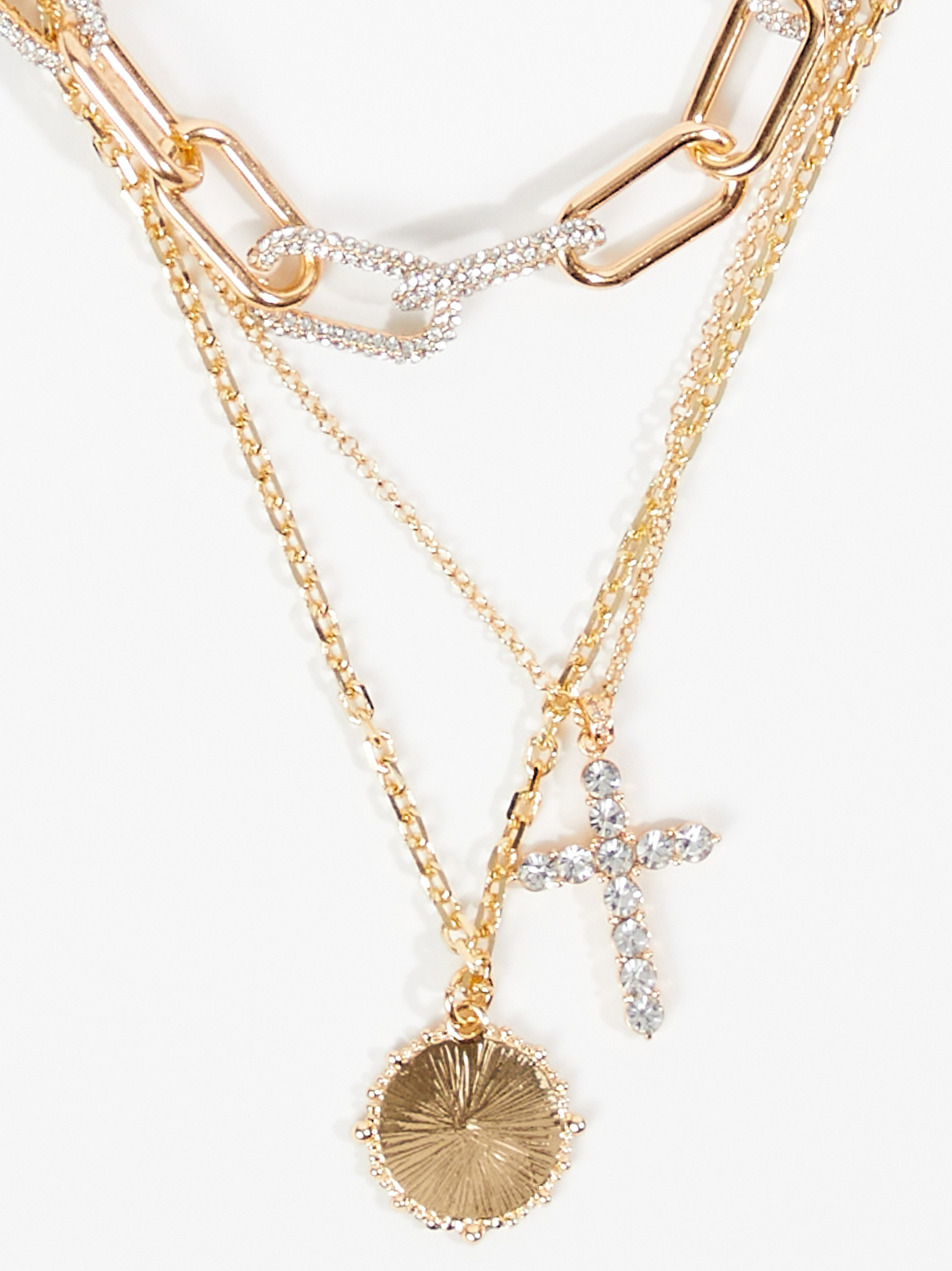 Layered crystal necklace top