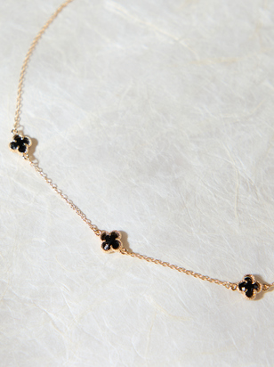 Black Crystal Clover Choker - ARULA - 