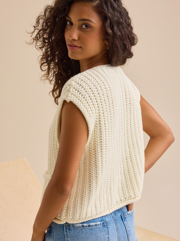 Nolan Cardigan Sweater Vest Detail 5 - ARULA