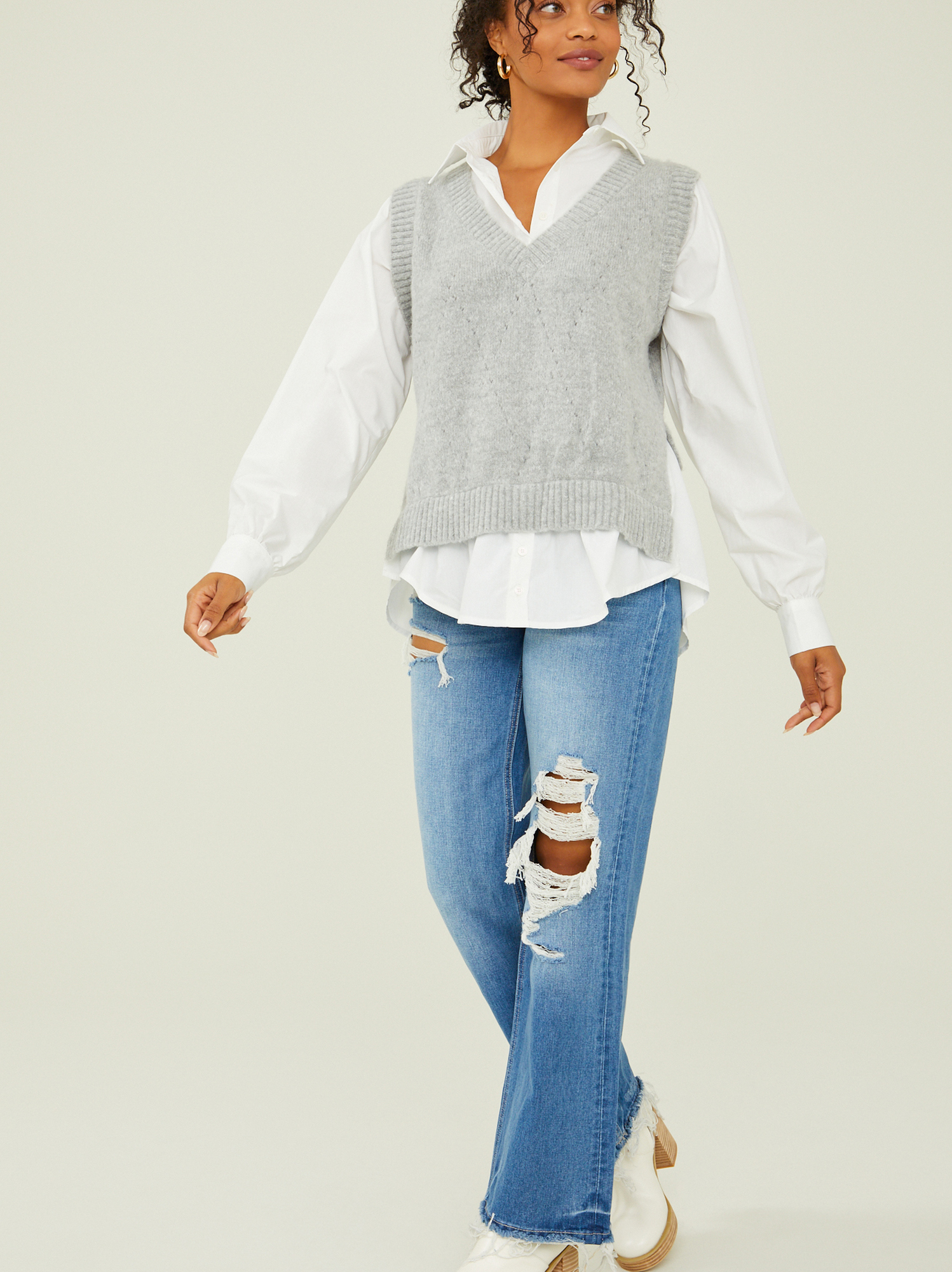 Twofer sweater blouse sales