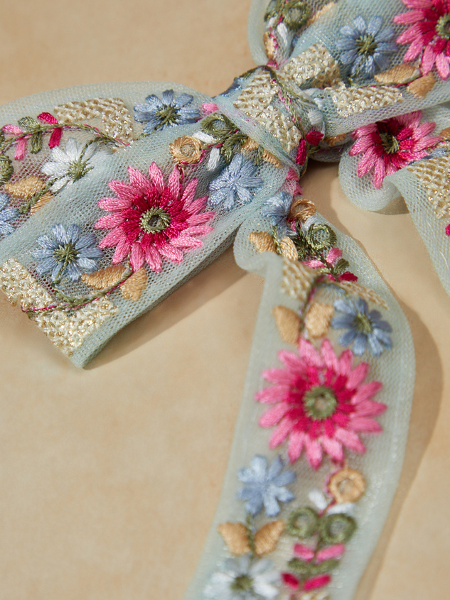 Embroidered Floral Tulle Bow Detail 2 - ARULA