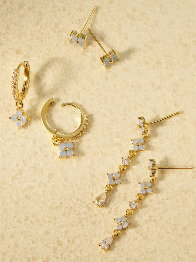 18K Gold Linear Blue Mini Hoop Set - ARULA