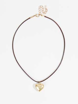 Heart Pendant Cord Choker Necklace - ARULA