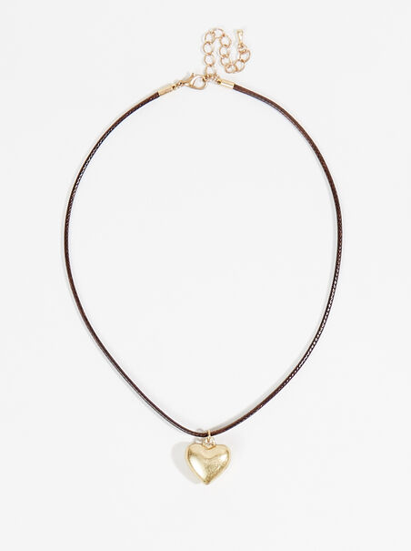 Heart Pendant Cord Choker Necklace - ARULA