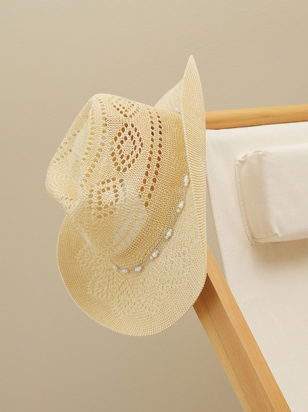 Natalie Pearl Trim Cowboy Hat - ARULA - 