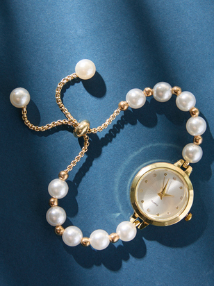 Round Face Pearl Watch - ARULA