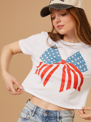 USA Bow Cropped Tee - ARULA