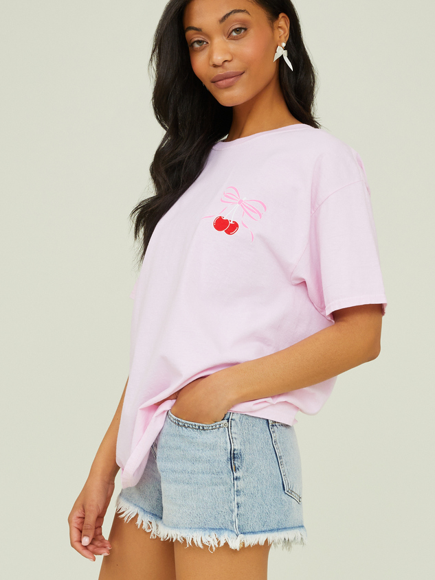 Cherry Bow Graphic Tee Detail 4 - ARULA