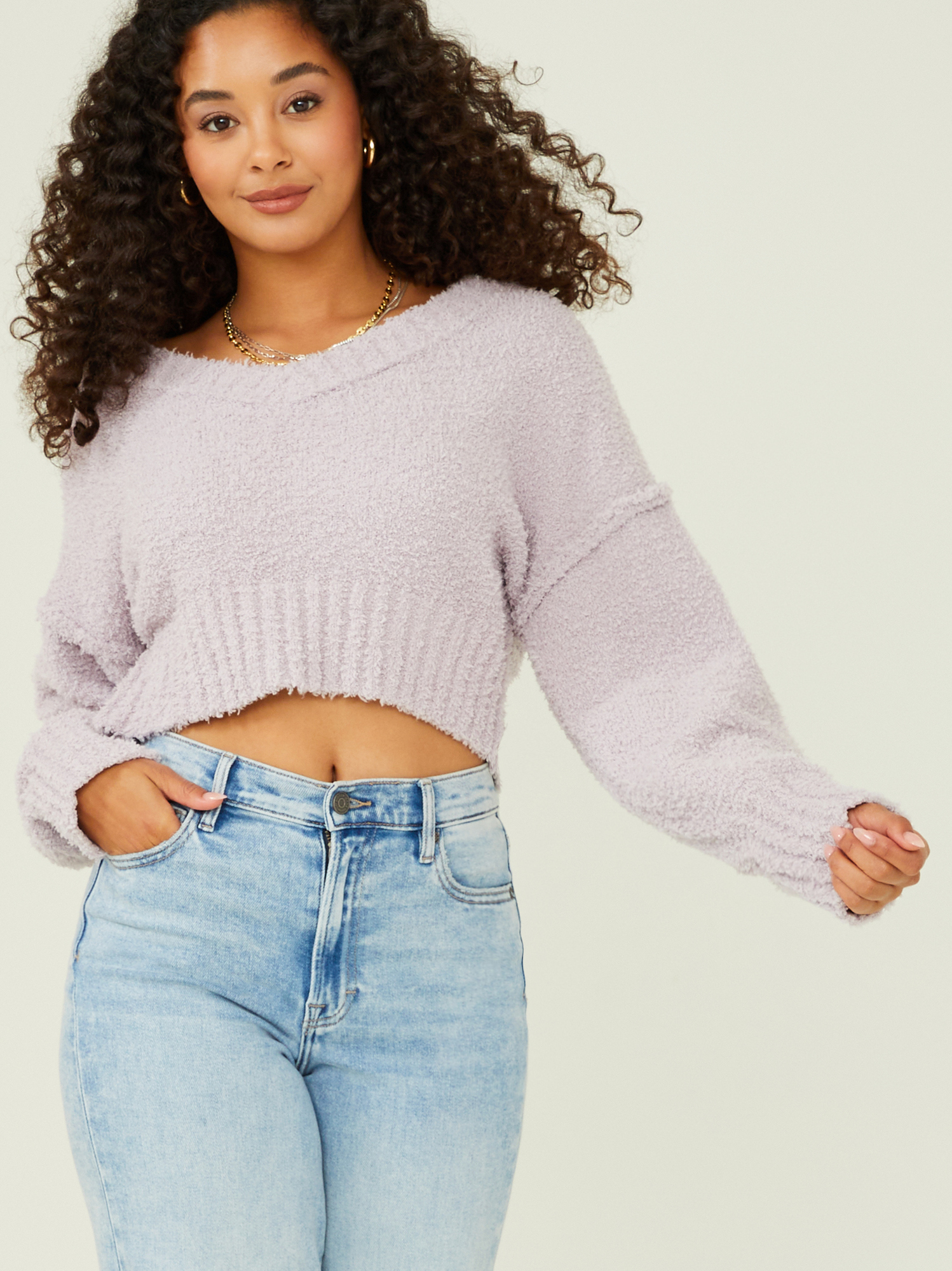 Teddy cropped jumper deals