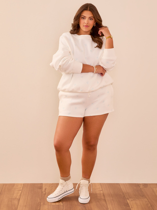 Embroidered Bow Lounge Shorts - ARULA - 