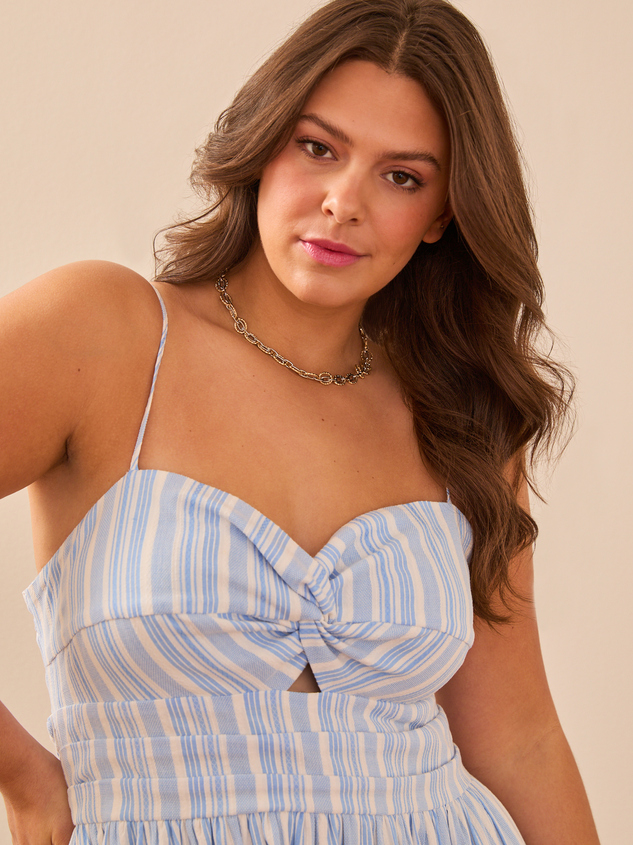 Jessie Stripe Maxi Dress Detail 3 - ARULA