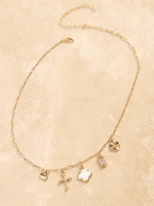 Gold Paperclip and Charm Necklace - ARULA - 