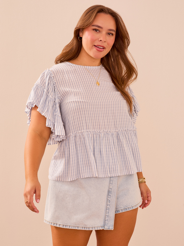 Abigail Overlay Denim Skort Detail 6 - ARULA