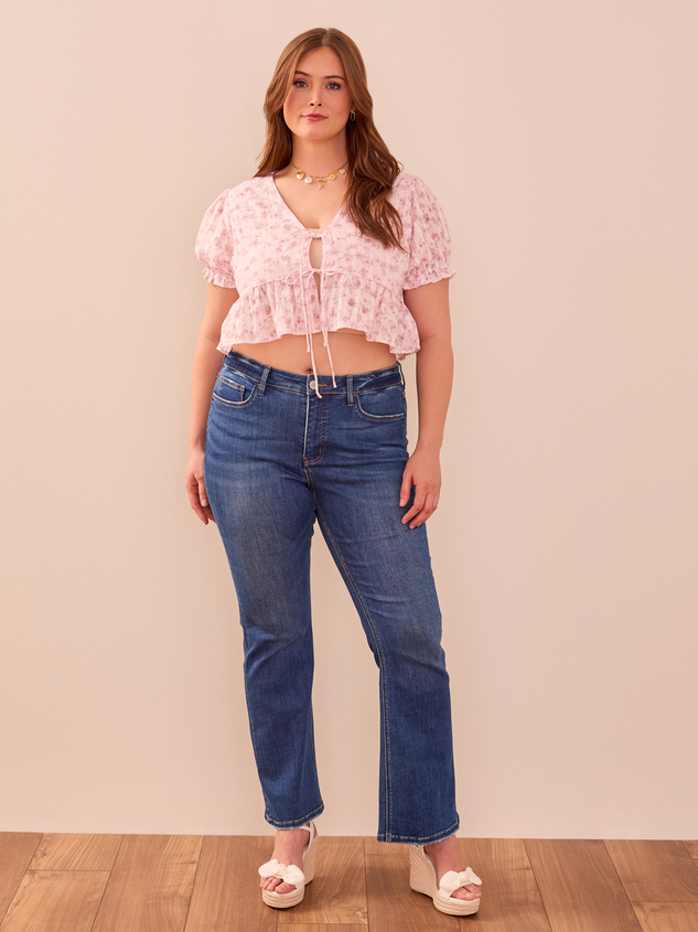 Jane Floral Tie front Peplum Top - ARULA